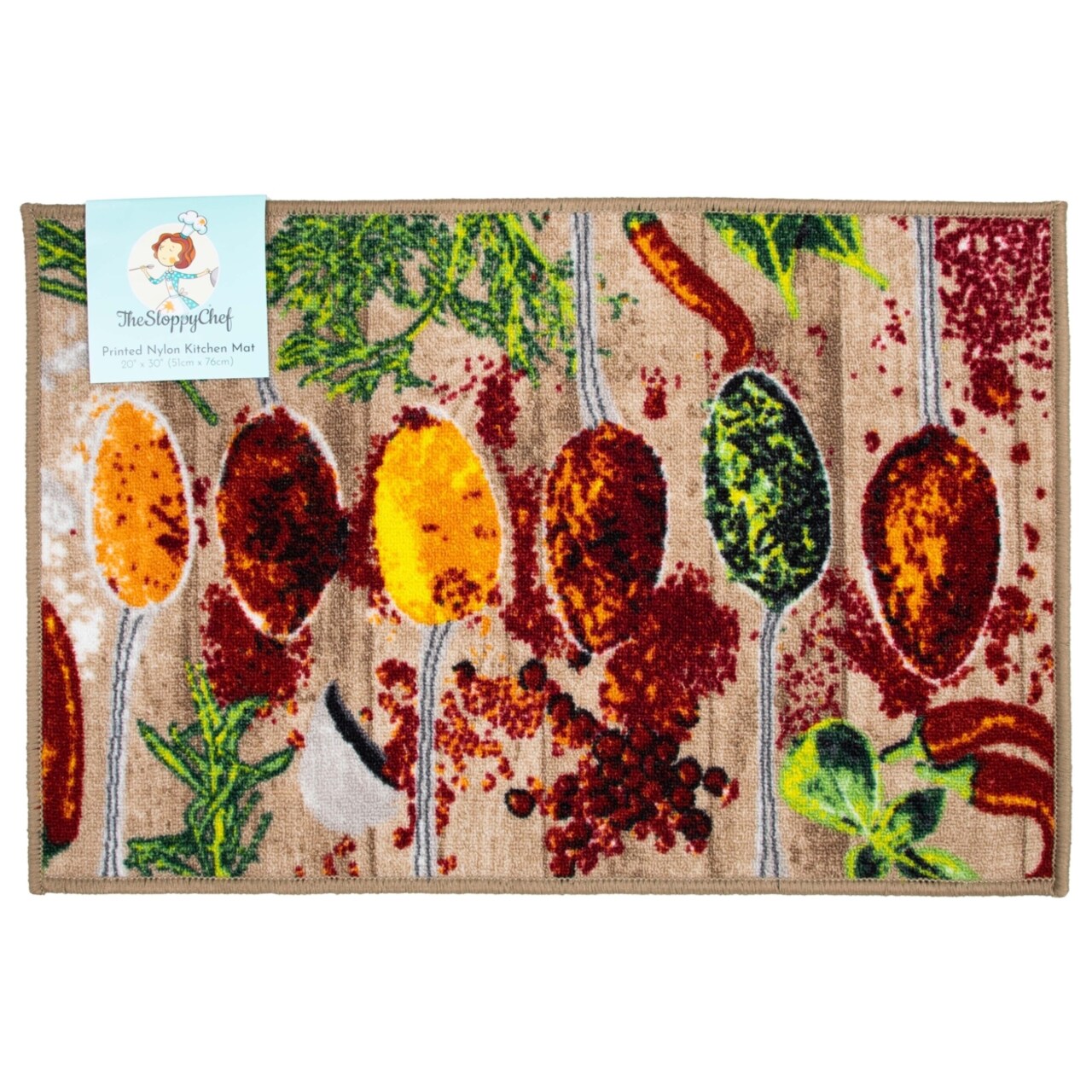 Sloppy Chef Printed Kitchen Area Rug, 20x30, Non-Skid Latex Backing, Design Options